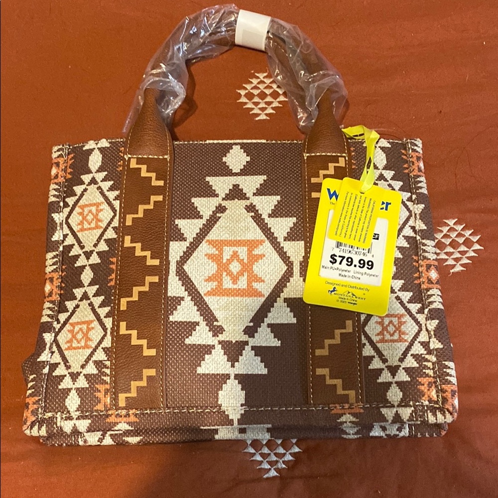 Wrangler Brown Patterned Tote Bag small